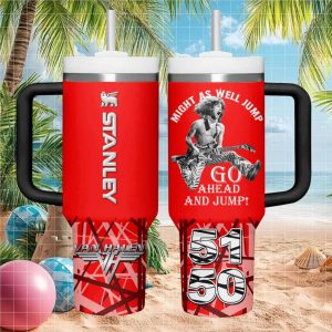 Van Halen 5150 Jump Tour Eddie Tribute Retro Red Stripe Stainless Steel Insulated Tumbler