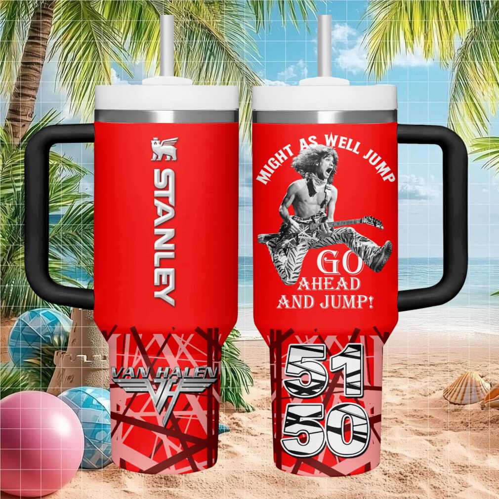 Van Halen 5150 Jump Tour Eddie Tribute Retro Red Stripe Stainless Steel Insulated Tumbler Van Halen 5150 Jump Tour Eddie Tribute Retro Red Stripe Stainless Steel Insulated Tumbler
