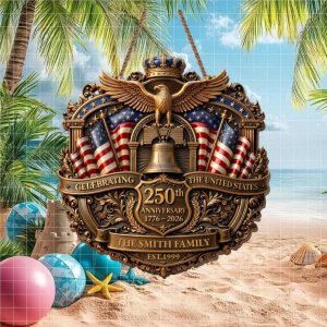 Vintage Est 1999 Smith Family USA 250th Anniversary Liberty Bell Ornament