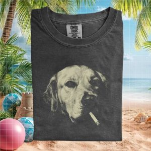 Vintage Golden Retriever Smoking Cigarette Cool Dog T Shirt