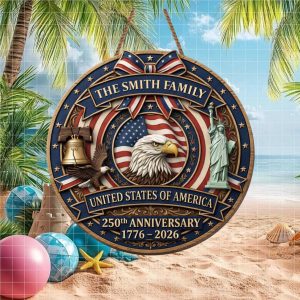 Vintage Style US 250th Anniversary Commemorative Family Ornament