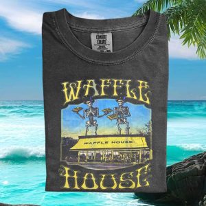 Waffle House Skeletons Dancing Restaurant Retro Graphic T Shirt