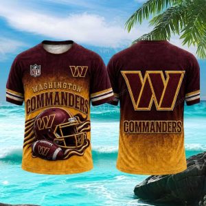 Washington Commanders Football Helmet 3D All Over Print T Shirt