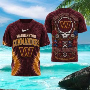Washington Commanders Grateful Dead Steal Your Face Tie Dye T Shirt