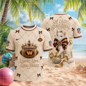 Washington Commanders Pearl Tiara Cat Loyal Heart T shirt