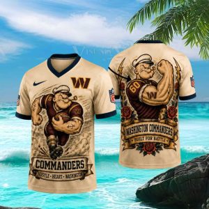 Washington Commanders Popeye Custom Name NFL Football T Shirt