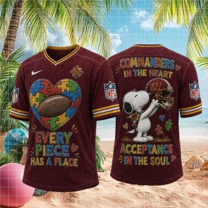 Washington Commanders Snoopy Autism Awareness Football T Shirt