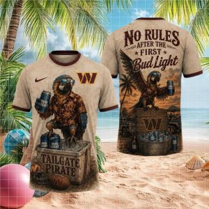 Washington Commanders Tailgate Pirate T Shirt Bud Light Parrot Football T Shirt