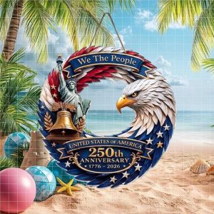 We The People 250th Anniversary Wreath Statue of Liberty & Liberty Bell Wall Ornament
