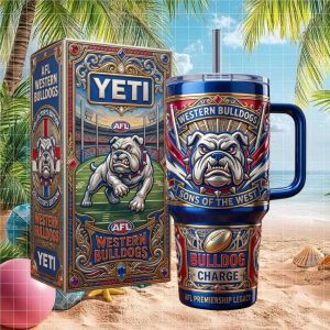 Western Bulldogs AFL Sons Of The West Legacy Retro 40oz Fan Gift Stainless Steel Insulated Tumbler