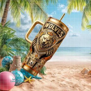 Wolves Pack Pride Wolverhampton Gold Edition Football Mascot Fan Gift Stainless Steel Insulated Tumbler