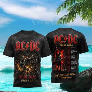 ACDC 2026 Power Up World Tour Cannon Graphic Rock Shirt ACDC 2026 Power Up World Tour Cannon Graphic Rock Shirt