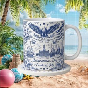 America 250th Anniversary 1776 2026 Independence Day Fourth of July Patriotic Souvenir Ceramic Mug