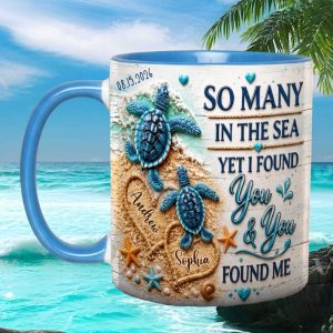 Andrew Sophia Personalized Sea Turtle Couple Anniversary Wedding Engagement Romantic Gift Ceramic Mug