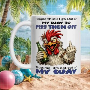 Angry Rooster Beer Middle Finger People Piss Off Funny Sarcastic Humorous Gift Mug