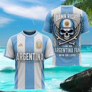 Argentina National Soccer Team Skull Winged Fan T Shirt