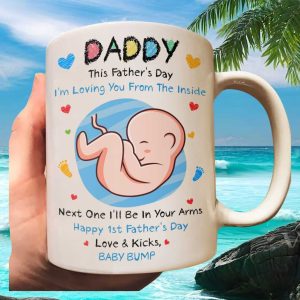 Baby Bump First Father Day Loving You From Inside Gift for New Dad Mug
