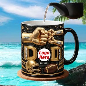 Best Dad Ever Football Fist Bump Custom Name Personalized Sport Fan Gift Ceramic Mug