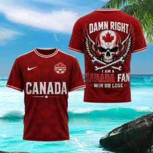 Canada Soccer Fan Skull Grunge Style T Shirt