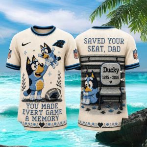 Carolina Panthers Bluey Cartoon Memorial Dad Gift T Shirt