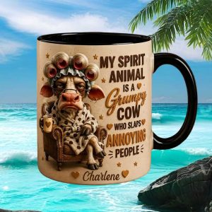 Charlene Personalized Grumpy Cow Slaps Annoying People Funny Farm Life Spirit Animal Coffee Mug