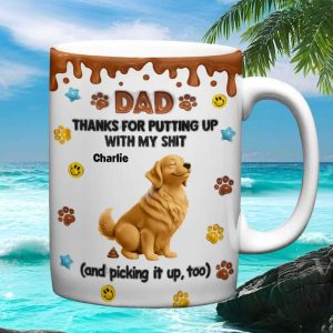Charlie Personalized Dad Thanks For Putting Up With My Shit Golden Retriever Coffee Mug