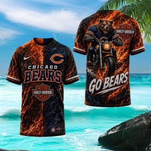 Chicago Bears Harley Davidson Biker Mascot Graphic T Shirt