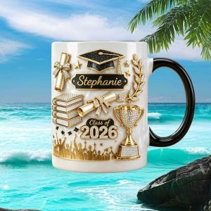 Class of 2026 Personalized Stephanie Graduation Celebration Keepsake Gold Style Ceramic Ceramic Mug