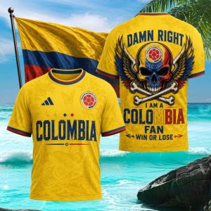 Colombia National Soccer Team Skull Wing Fan Support T Shirt