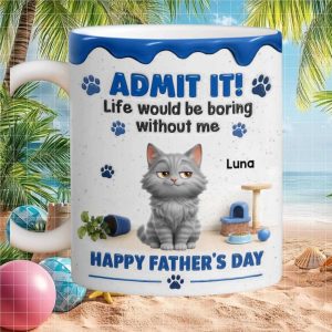 Cute Cat Father's Day Gift from Pet Owner Dad Humorous Present Ceramic Ceramic Mug