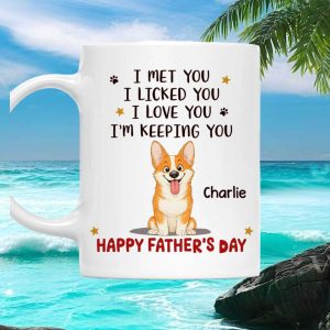 Cute Corgi Puppy Dog Father's Day Gift From Pet Personalized Custom Name Ceramic Mug
