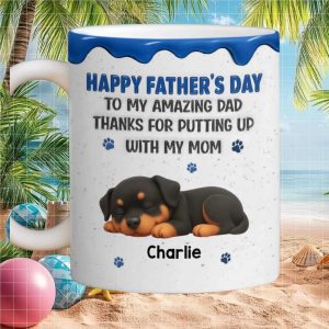 Cute Rottweiler Puppy Father's Day Gift for Dad from Mom Ceramic Ceramic Mug