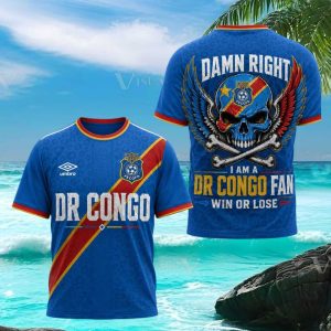 DR Congo Soccer Team Leopard Skull Win Or Lose T Shirt