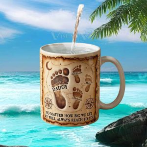 Daddy Footprints Personalized Custom Name Father's Day New Dad Keepsake Ceramic Coffee Mug