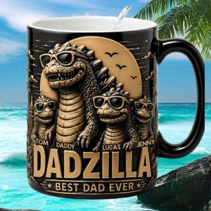 Dadzilla Best Dad Ever Personalized Godzilla Monster Theme Custom Family Father's Day Gift Mug