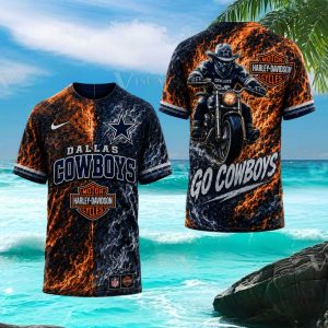 Dallas Cowboys Harley Davidson Biker Star Graphic T Shirt