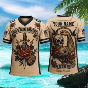 Dallas Cowboys Old School Loyalty Skull Rose Football T Shirt