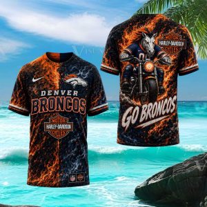 Denver Broncos Harley Davidson Biker Horse Mascot T Shirt