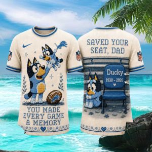 Detroit Lions Bluey Cartoon Memorial Dad Gift T Shirt