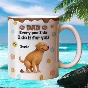 Dog Poo Funny Dad Custom Name Labrador Lover Pet Owner Gift Ceramic Coffee Mug
