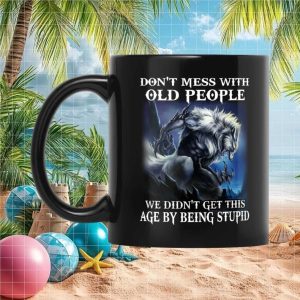 Don't Mess With Old People Werewolf Fantasy Monster Birthday Gift for Seniors Ceramic Mug