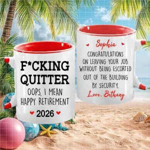 F Bomb Quitter Retirement Funny 2026 Farewell Coworker Gift for Women Ceramic Mug