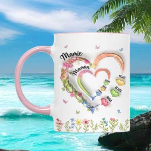 Family Heart Personalized Keepsake for Grandma and Mom Gift Decorative Ceramic Coffee Mug