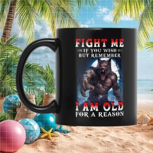 Fight Me If You Wish Werewolf Warrior Fantasy Retro Style Gift for Him Mug