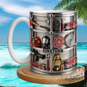 Firefighter Dad Personalized Equipment Theme Station Hero Birthday Gift Ceramic Coffee Mug