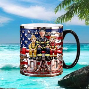 Firefighter Dad The Myth The Legend Personalized Custom Gift for Fireman Firehouse Hero Mug