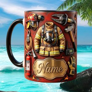 Firefighter Gear Custom Name Fire Department Hero Appreciation Personalized Retirement Gift Ceramic Mug