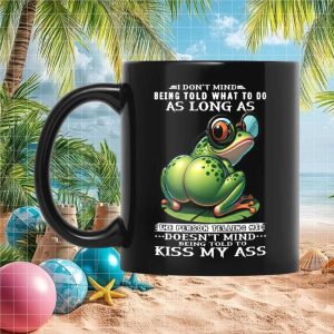 Frog Kiss My Ass Funny Animal Sarcastic Attitude Gift for Men and Ceramic Mug