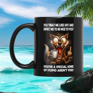 Funny Angry Wolf Middle Finger Ceramic Sarcastic Attitude Gift for Men and Women Mug