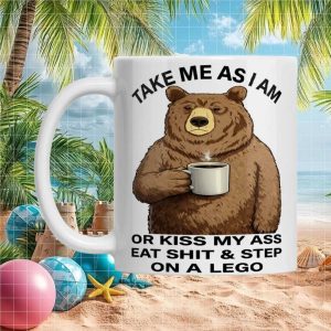 Funny Bear Coffee Lover Grumpy Animal Humor Gift Idea for Men Women Ceramic Mug